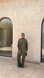 Tan through wide pants olive