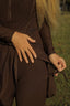 Pre-order - Tan through dress longsleeve hot chocolate