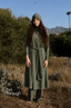 Tan through long dress olive
