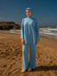 Water-resistant wide pants berry
