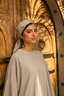 Water-resistant tied-up turban vanilla