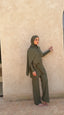 Tan through wide pants olive