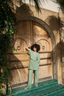 Tan through wide pants matcha