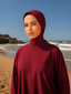Water-resistant pullover hijab cherry
